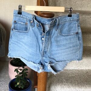 Levis 501 High Rise Denim Buttonfly Shorts